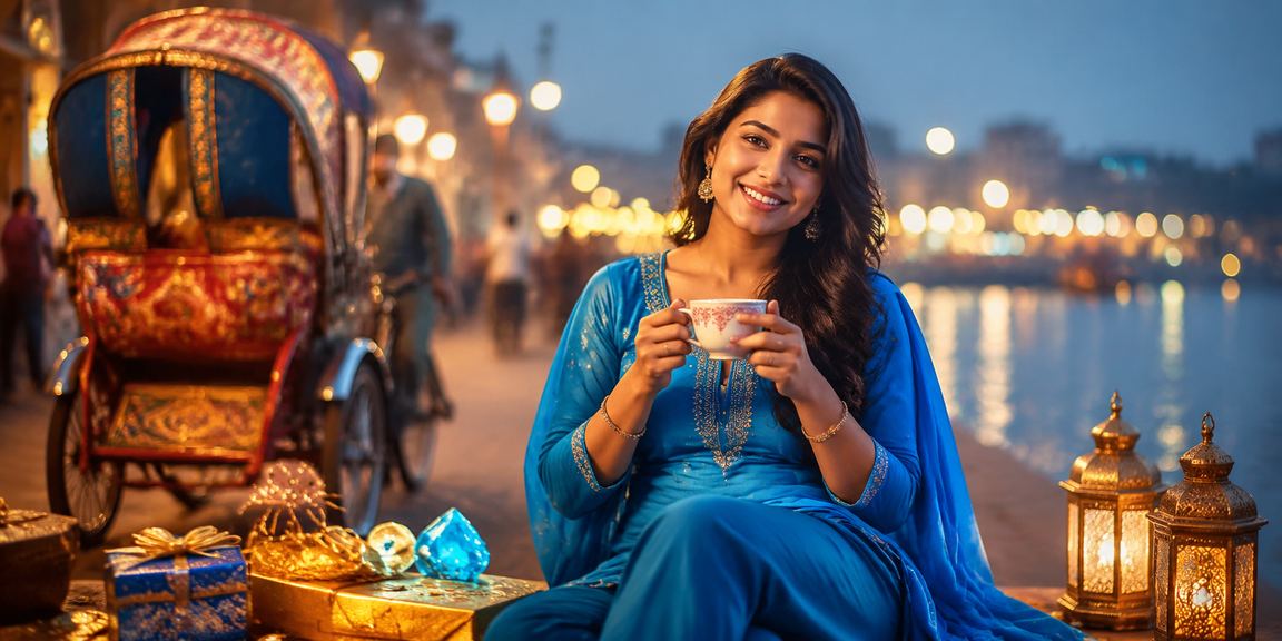 A young woman in shalwar kameez making an online deposit in Dhaka